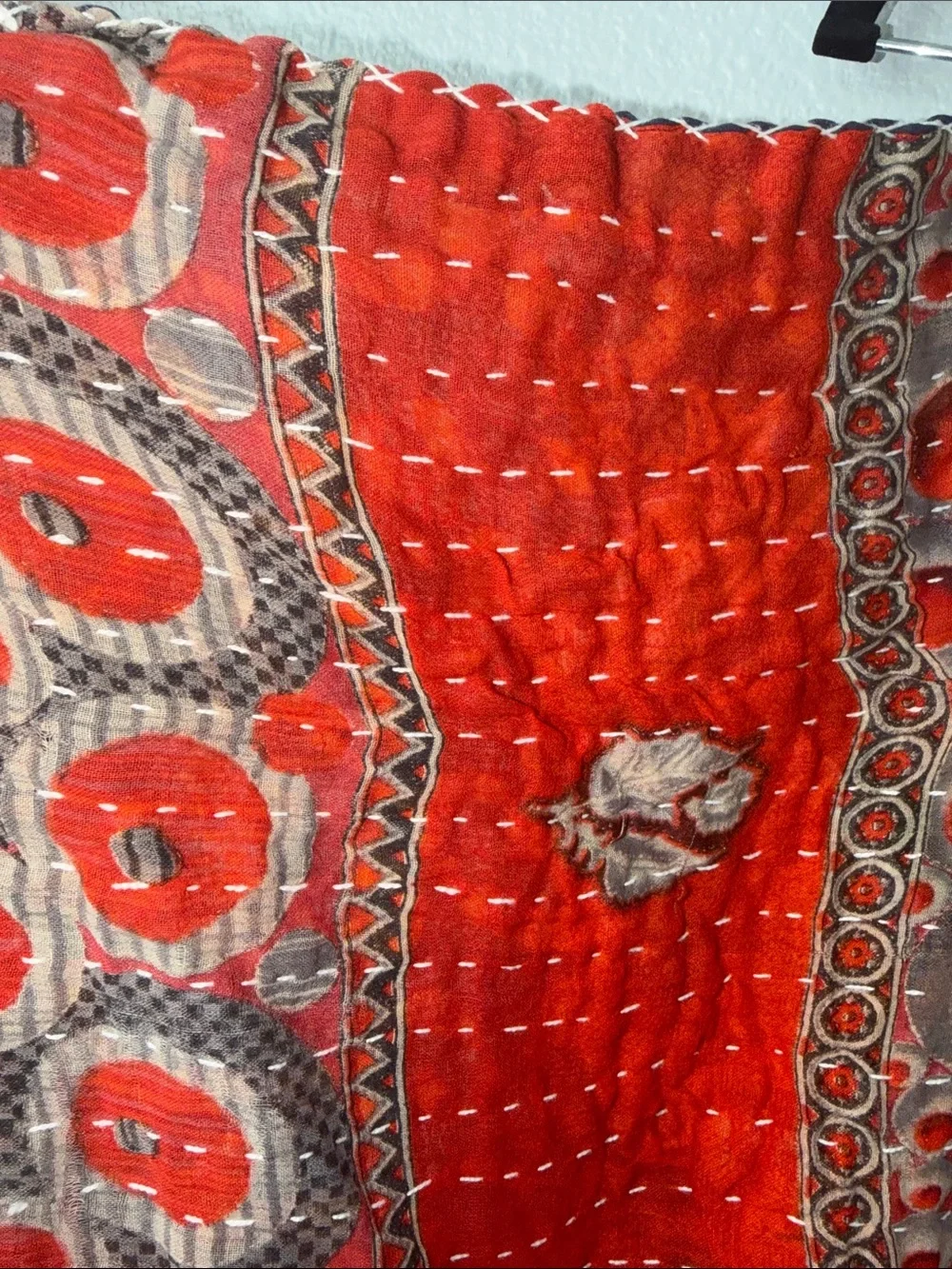 One-of-a-Kind Recycled Sari Cotton Blanket, Boho Throw Handmade in India